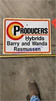 Producers Hybrids, Rasmussen, tin, 24” x 18”