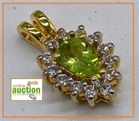 Green Peridot White Sapphires Pendant