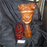 Large Wooden Lady Carving & Mask