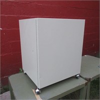 Metal Rolling Cabinet With 2 Metal Boxes Inside