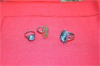 SZ 6 1/2 RING AND SZ 4 &7 TURQUOISE RINGS