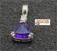 Triton Cut Royal purple amethyst Pendant 18KT EGP