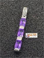 Triple Baguette Purple amethyst Pendant 18KT EGP