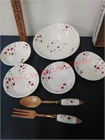 Vintage Lipped & Mann Salad Bowls & Serving Set