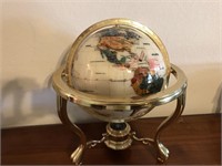 Semi Precious Globe in Brass Table Stand
