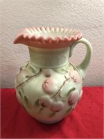 Fenton Handpainted Ceramic Pitcher,  Artist Signed