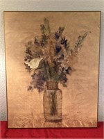 Glowing Golden Floral on Wood is 16x20