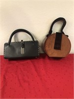 (2) Leather Style Handbags with unique shapes