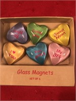 (6) Sweetheart Glass Magnets in Box