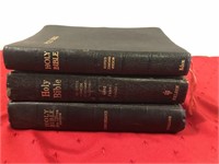 (3) Leather Bound Holy Bibles