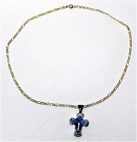 Inlaid Sterling Cross Necklace