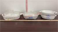 Corning Ware Dishes. 5 Bowls & 2 Lids