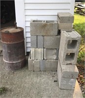 Concrete blocks & oil drum