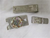 3PC VINTAGE MONEY CLIPS - (1) STERLING SILVER AND