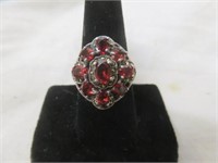 STERLING SILVER RUBY COCKTAIL RING SZ 8.5