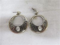 PAIR STERLING SILVER PIERCED EARRINGS 1.25"