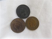 3PC 1891, 1893, 1906 INDIAN HEAD PENNIES