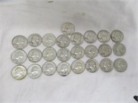 (25) ASSORTED 1950-1960'S SILVER QUARTERS