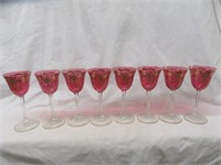 8PC SPECTACULAR BOHEMIAN CRANBERRY GLASS