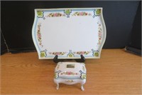 Vintage Nippon Dresser Tray & Cotton or Hair Box