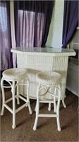 Wicker Bar & 2 Stools