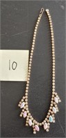 Vintage Necklace, Auror Borealis Rhinestones