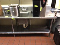 10’ x 30” Stainless table with 20”x16” Sink