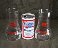 (2) 7-UP GLASSES & VINTAGE BUDWEISER BEER CAN