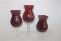 Crystal Stemed  Red Candle Holders