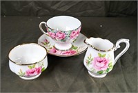 ROYAL ALBERT TEACUP & SAUCER, CREAM & SUGAR