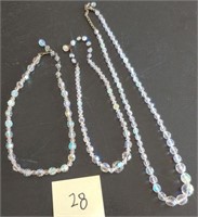 (3) Vintage Aurora Borealis Glass Necklaces