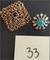 (2) Vintage Rhinestone Pins