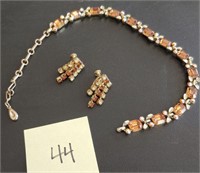 Vintage Rhinestone Bracelet & Earrings