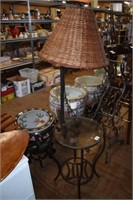 Metal & Glass Table w/Lamp