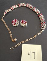 Vintage Rhinestone Necklace and Earrings