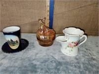 DES MOINES CUP/SAUCER, CARNIVAL PIN DISH & SHAVING