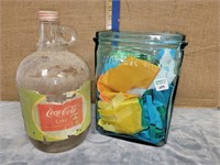 COCA-COLA SYRUP BOTTLE, BATTERY JAR & FLAGS