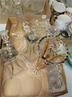 GLASS CANDLE HOLDERS & VASE