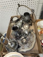 SILVERPLATE TRAY, PITCHERS & MISC.