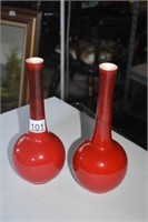 Royal Haeger USA Pair of Red Vases