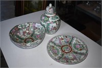 Oriental Ginger Jar, Bowl & Plate