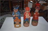 3 Ceramic Decanters ~ One As Found