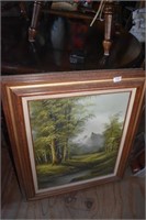 Oil on Canvas Mountain Scene Signed