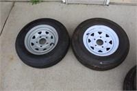 Set of 2 trailer tires on rims
