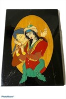 Vintage signed persian hand painted lacquer work