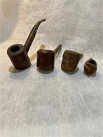 collection of 4 vintage wooden pipes