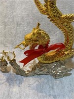 2 vintage gold-plated copper chinese dragons