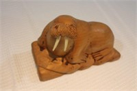 vintage pair of wooden walruses, canadian artwork