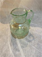 small bohemian vintage handpainted glass ewer