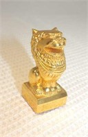 lion chinese gold-plated copper figure